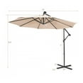 thumbnail image 3 of 10ft Patio Solar Umbrella Cantilever, Tilting Outdoor Offset Umbrella with LED Lights, Steel Frame, Polyester Canopy for Garden, Deck, Wine/Beige/Coffee/Navy, 3 of 9