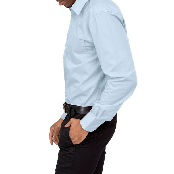 G-Style USA Men's Regular Fit Long Sleeve Solid Color Dress