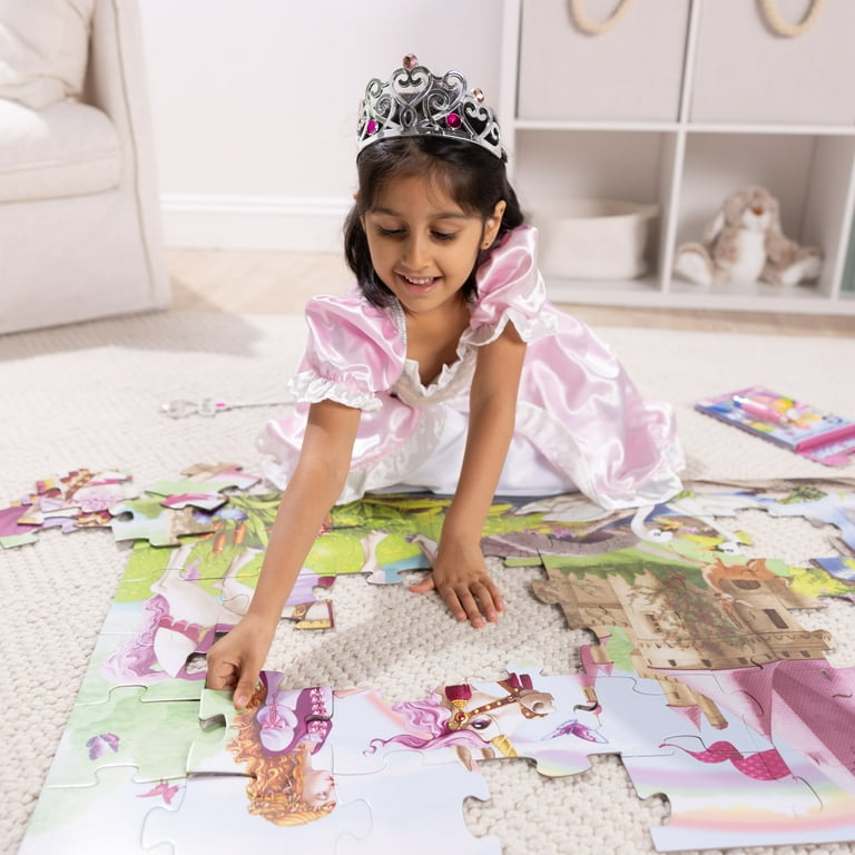 Melissa & Doug Princess 3-in-1 Deluxe Collection Themed Gift Set  Costume  Role Play, Puzzle, Water WOW! - FSC Certified
