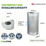 Alpine Half Round Trash Can Open Top - Modern 12 Gallon Trash Can Stainless Steel Space Saving Indoor Commercial Trash Can, Perfect for for Bathroom. Office, Lobby and Business.