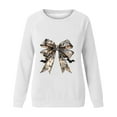 thumbnail image 4 of TFEOQRY Women's Hoodless Sweatshirts Fashion Casual Bow Printed Pullover Long Sleeve Round Neck Hoodless Sweatshirt Tops White, 4 of 4