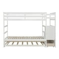 Twin over Twin/King Bunk Bed with Trundle, Drawer and Storage Stairs