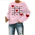 thumbnail image 5 of Valentine's Day Fashion Crew Neck Sweatshirts for Women Cute Heart Graphic Print Pullover Tunic Tops Long Sleeve(Pink,M), 5 of 5