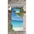 thumbnail image 3 of Ambesonne Beach Quilted Bedspread Set 2 Pcs, Idyllic Oceanic Resort, Twin Size, Green Aqua Coconut, 3 of 3