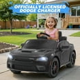 thumbnail image 3 of Dodge Electric Ride on Cars for Kids, 12V Licensed Dodge Charger Srt Hellcat Powered Ride on Toys with Parent Remote Control, Electric Car for Boys 3-5 w/Music Player/LED Lights/Safety Belt, Black, 3 of 9