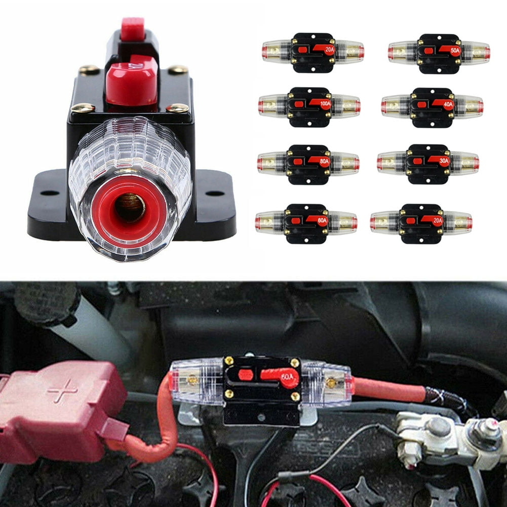 20-100A AMP 12V Car Stereo Audio Solar Energy Inline Circuit Breaker Fuse Holder 20-100A AMP 12V Car Stereo Audio Solar Energy Inline Circuit Breaker Fuse Holder