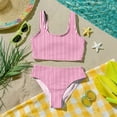thumbnail image 6 of CCRFTGI Swimsuits for Child Girls Size 7 Two Piece Sets Swim Vacation Bathing Suits Beach Holiday Striped Bikini Set Cute Summer Girls Clothes Swim Suit Kids Bikini Hot Pink 2-3 Years, 6 of 9