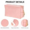 thumbnail image 3 of Bolsa de maquillaje cuadrada de cuero PU, organizador cosmético impermeable, bolsa con cremallera para viaje, bolsa de tocador para mujeres para sujetar brochas de maquillaje (Rosa claro, Pequeña), 3 of 7