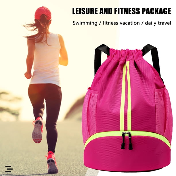 Mochila De Estudiante Universitario Bolso de fitness con cordón Waterpeoof Gym Sackpack para deportes al aire libre (Rose Red)