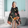 thumbnail image 6 of Red Mushroom Butterfly Black Pattern Hooded Bath Towel，60"x35" for Ages 3 To 12 Kids, Quick Dry Lightweight Soft Microfiber Hood Beach Towel Cover Up for Kids, 6 of 7