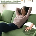 thumbnail image 4 of Patbrela 101" Oversized Corduroy Sofa with Storage, 24" Extra Deep Seat Couch, Comfy Upholstered with Cup Holder, 2 Pillows, Green, 4 of 11