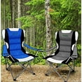 thumbnail image 5 of Camabel Folding Camping Lawn Padded Foldable Sports Chairs Lightweight Fold up Adult Camp Chairs with Cup Holder Highweight Capacity Bag Chair for Heavy Duty Beach Hiking Fishing Spectator Blue Black, 5 of 9