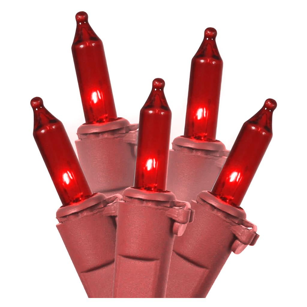 LiteSource 25108 100 Light Red Wire Red Miniature Christmas Light