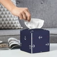 thumbnail image 6 of Lsque Anchor Heart Blue Printed Tissue Box Cover Holder, Facial Paper Organizer Dispenser,Square with Bottom Belt, PVC Leather Decorative Organizer, 6 of 8