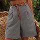 thumbnail image 1 of Bermudas Pantalones cortos informales para mujer por encima de la rodilla, ajuste holgado, pierna ancha, cremallera, traje de vacaciones Ygjytge Gris T XL para Mujer, 1 of 6