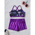 thumbnail image 7 of iiniim Kids Girls Shiny Metallic 2 Piece Dance Sports Gym Outfit Crop Top with Shorts Gymnastics Swimwear Activewear, 7 of 7