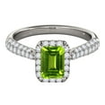 thumbnail image 2 of Mauli Jewels Rings for Women 3.40 Carat Diamond And Emerald Shaped Peridot Ring 4-prong 10K White Gold, 2 of 7
