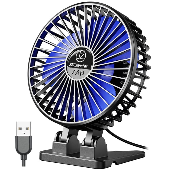 Ventilador de escritorio JZCreater USB Mini Portátil de 3 velocidades, negro y azul