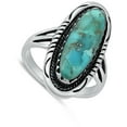 thumbnail image 4 of Vintage Cocktail Simulated Turquoise Ring .925 Sterling Silver Band Blue CZ Female Size 12, 4 of 4