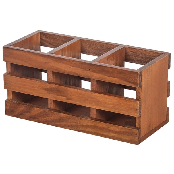 GOOHOCHY Caja de almacenamiento de madera para bolígrafos, soporte para lápices, soporte para control remoto, organizador de escritorio