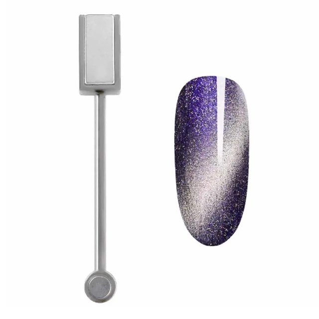 Imán de doble cabeza para manicura gris, potente imán portátil para el cuidado de las uñas, para salón y hogar