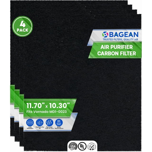 Activated Carbon Pre Filter 11.70" x 10.30" Compatible with Vornado MD1-0023 Filters - Fits AC350 AC300 AC500 and AC550 Models - Vornado Filter Replacement Removes Odors and Freshen the Air (4)