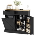 thumbnail image 1 of HOMCOM Tilt Out Trash Cabinet, Kitchen Island with 2 Drawers, Black, 1 of 10