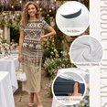 thumbnail image 6 of Psesaysky Boho Elephant Print Matching Hawaiian Outfit for Couples Elegant Womens Bodycon Dresses Party Guest Pencil Dress Mens Shirts Button Down T-shirts Couple Western Clothes for Wedding,S-3XL, 6 of 6
