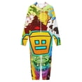 thumbnail image 3 of Geometry Dash Men's Hooded Jumpsuit - Zip Up One Piece Pajamas Soft Cozy Winter Warm Plush Loungewear, 3 of 8
