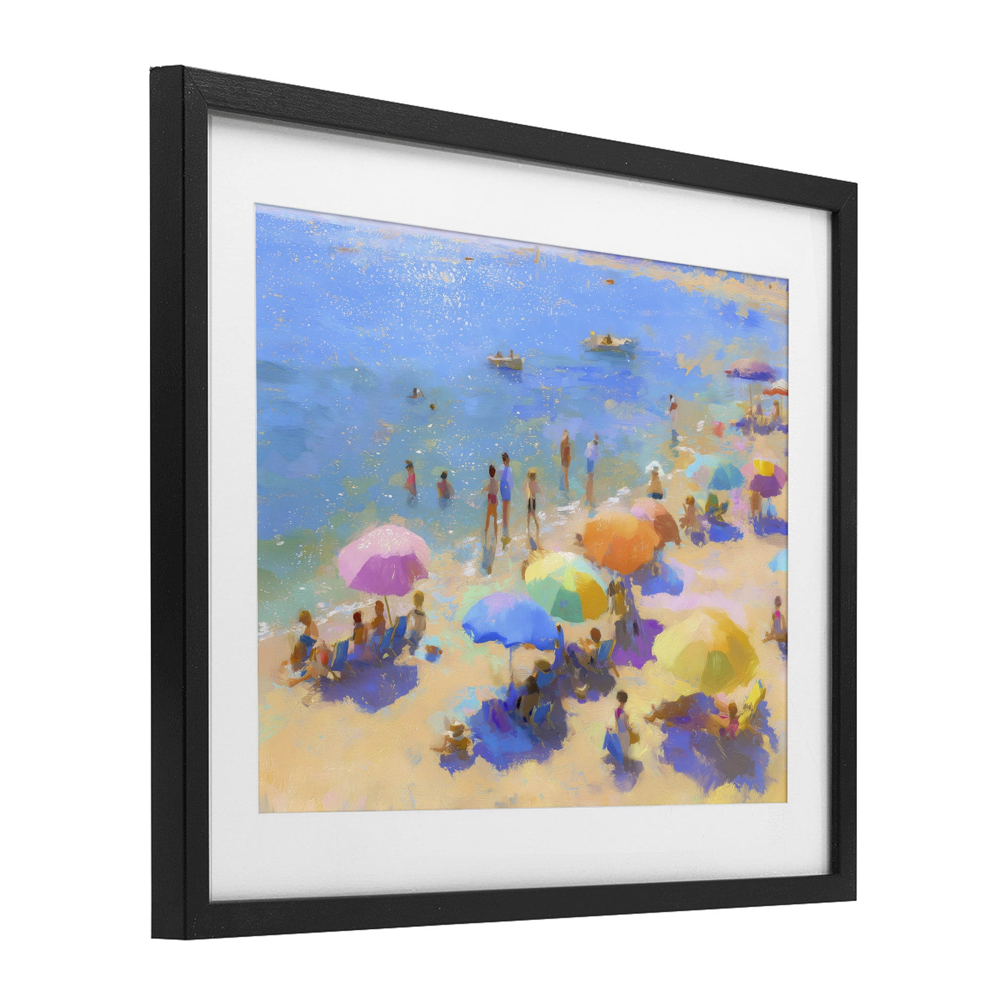 Stupell Industries Colorful Day at Beach Black Framed Print Under Glass, design by LSR Design Studio
