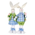 thumbnail image 2 of STPgoods Bella with Tulip Rabbit Easter Figurine 19" (48 cm) Fabric Easter Decoration Standing Decoration Easter Collectible Figurine Holiday Decor Tabletop Favor Figurine, Green and Blue, 2 of 6