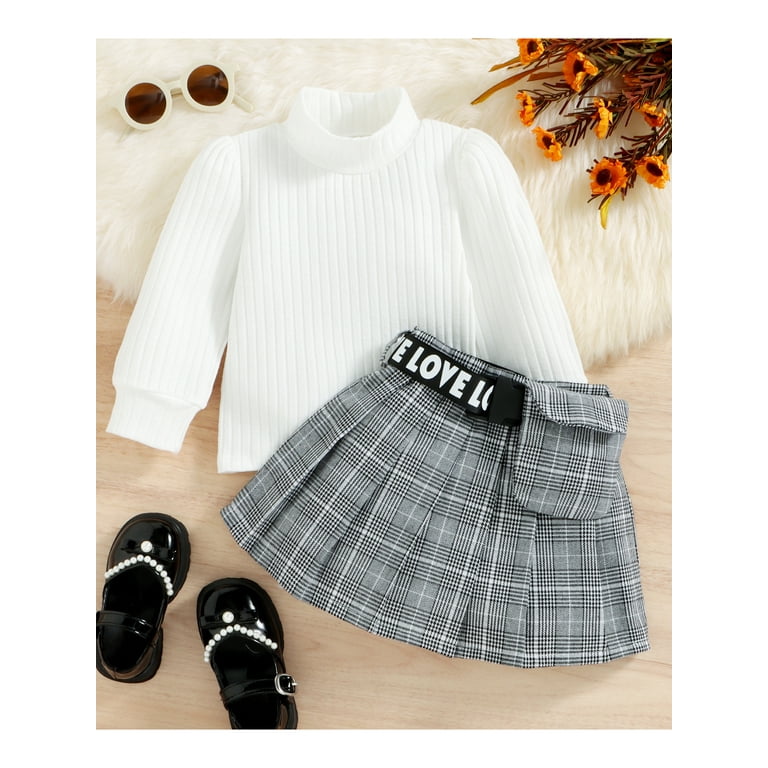 Plaid pleated skirt set cheap