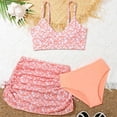 thumbnail image 2 of ibiyuan Girls Swimsuits,3-Piece Bathing Suits for Girls Adjustable Straps Tankini for Girls Cutout Bikini Bottoms Drawstring Bottoms Allover Printed Swimwear for Teens,7-8 Y, 2 of 6