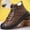 Brown, variant on KAQ Men's Winter Fleece Warm Snow Boots Leather Ankle Booties,Casual Lace Up Sneakers Non-Slip Waterproof Walking Hiking Shoes