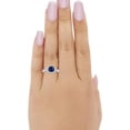 thumbnail image 3 of beryl_creation 14K White Gold Finish 925 Sterling Silver 1.40 Ct Cushion Cut Blue Sapphire Wedding Engagement Halo Ring For Women's -6.5, 3 of 3