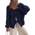 thumbnail image 1 of Suéter PRETTYGARDEN con Lazo Frontal, Tejido Grueso, Color Azul Marino, Talle XL, 1 of 8