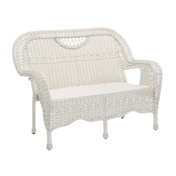 Prospect Hill Outdoor Wicker Settee Cloud White