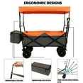 thumbnail image 3 of Olurrisa 480lbs Folding Wagon with Canopy & Mosquito Net, 7" All-Terrain Wheels Collapsible Cart for Camping Shopping Sports, Orange, 3 of 7