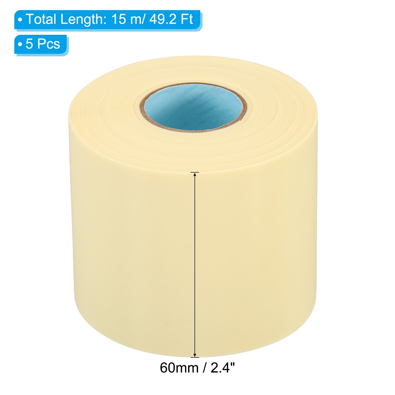 Uxcell 2.4"x49.2ft Pipe Wrapping Tape Non Stick Duct Tape Pipes Insulation Air Conditioner Tube Wrap Beige 5Pcs