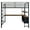 Black-Twin, variant on Zimtown Loft Bed Frame with L Shaped Desk and 15" Height Safety Guardrail, Bunk Bed w/ LED Light and Charging Station, Black