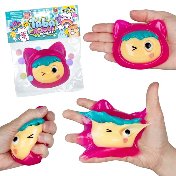 ORB Tabalicious Cuties TABA Squishy Cat Cutie Toy - Soft, Sticky Little Blue Haired Cat TABA Animal Squishies - Fun Stress Relief - Kawaii Sensory Fidget Toys for Kids and Adults