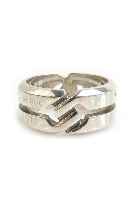 Pre-Owned Gucci 925 Sterling Silver Men's Ring, Size 17.5 (h31864a)