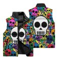 thumbnail image 4 of Chaqueta sin mangas con estampado de calavera 3D para hombre, estilo hip hop callejero, resistente al viento, cálida, con cuello alto y bolsillo con cremallera, 4 of 4
