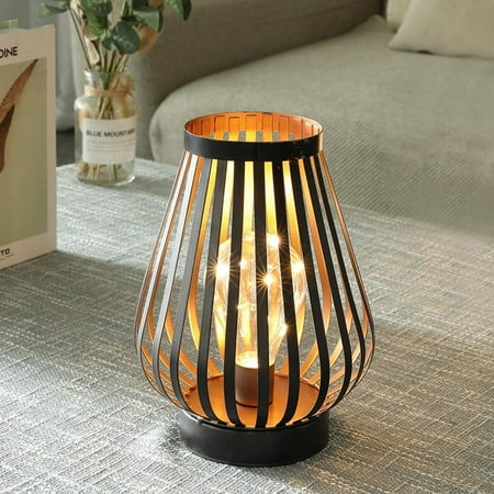 Metal Cage LED Lantern 8.7 H Battery Powered Cordless Accent Light with LED Edison Style Bulb Great for Weddings Parties Patio Events Indoors Outdoors Christmas Decorations