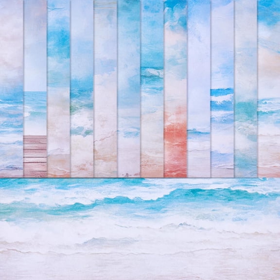 12 Sheets Scrapbook Paper Green See Ocean Waves Summer 6x6in Scrapbooking Paper Art Journal Decor for Planner Wrapping Folded Card Making Supplies Gift Cardstock DIY Craft Photo Album