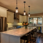 LNC Mason Jar Pendant Lights, Rustic Mini Pendant Lighting for Kitchen Island with Glass Shades