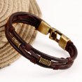 thumbnail image 2 of opvise Men Vintage Braided Faux Leather Stainless Steel Cuff Bangle Bracelet Wristband, 2 of 8