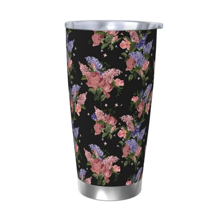 

KLL Bouquet Print 40oz Stainless Steel Insulated Car Cup with Spillproof Lid - Keep Your Drink Hot or Cold on the Go-Without Straw
