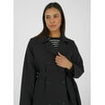 thumbnail image 2 of Black - Unlined - V neck Collar - Plus Size Trench coat - Alia, 2 of 5