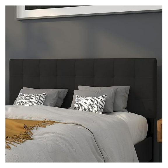 AIZYT Queen Size Headboard Quilted Tufted Upholstered in Black Fabric for Bedroom Decor